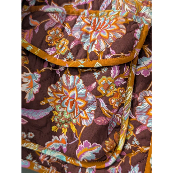 Women's 7 For All Mankind S Burgundy Floral Quilted Puffer Jacket - Picture 8 of 13